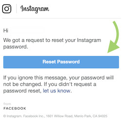 instagram password recovery email