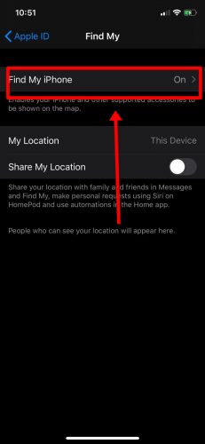 Click on the Find My iPhone option